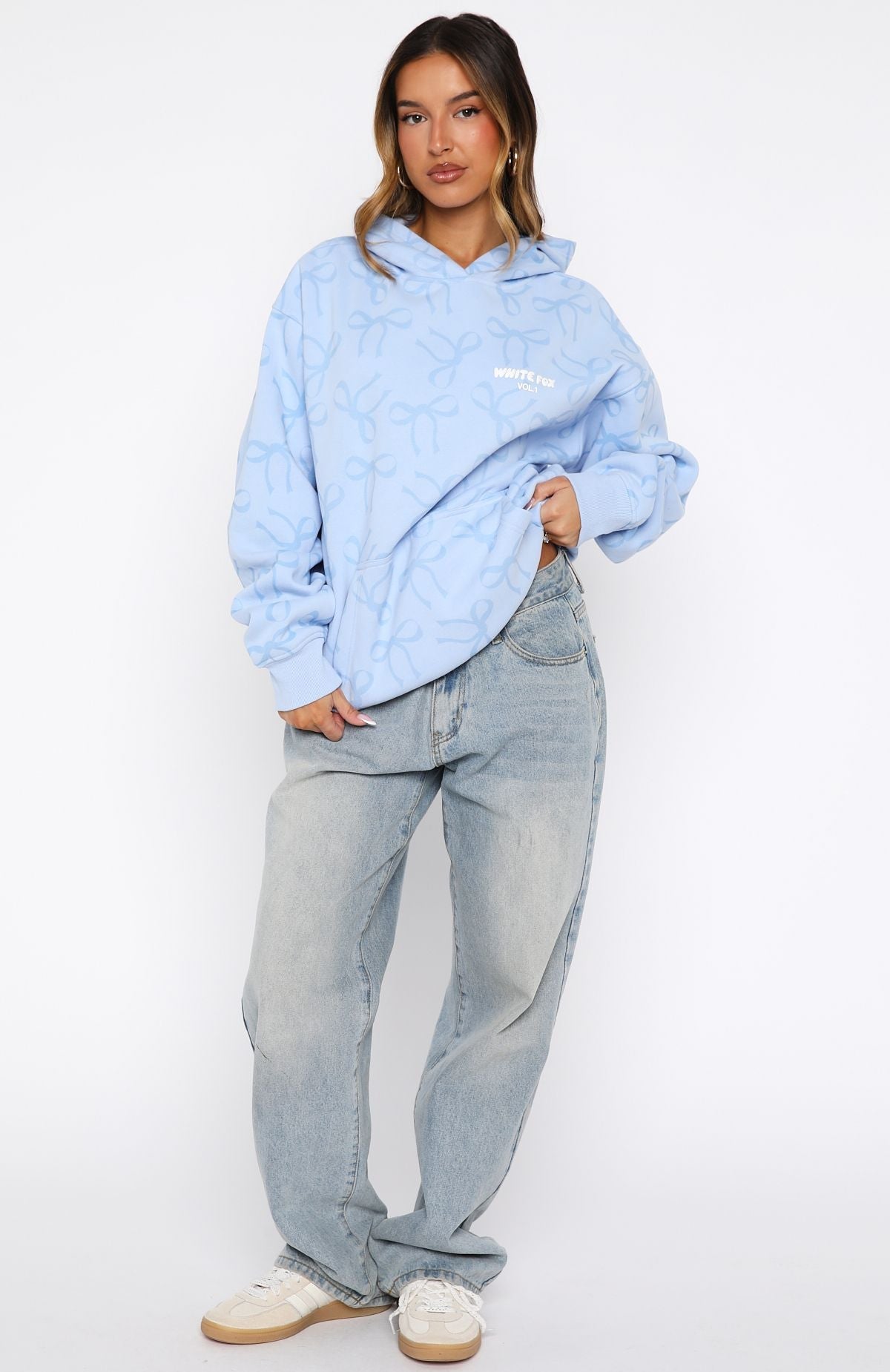 Vol. 1 Oversized Printed Hoodie Blue Bow